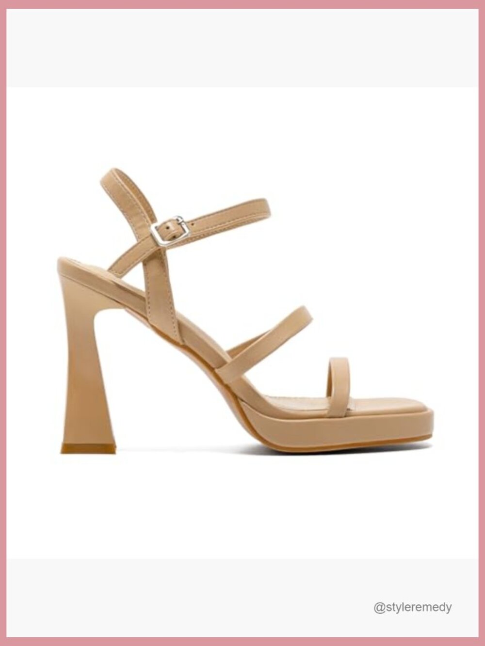 Chunky Platform Heels Open Toe Ankle Strap Sandals 3-4 Inch Block High Heel - Picture 4 of 7